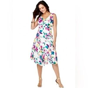 Jessica London Colorful Floral Midi Dress